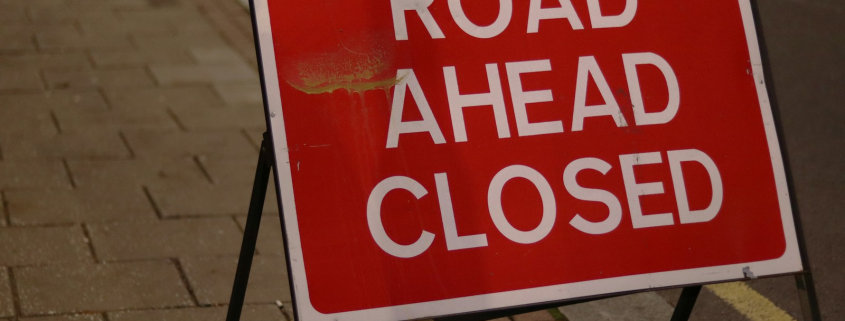 Road Ahead Closed signage